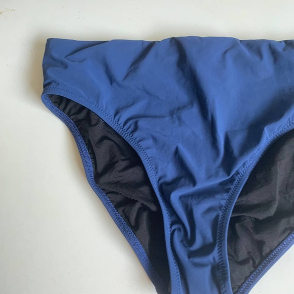 Profile by Gottex 8 Shirred Bikini Bottoms Navy Blue High Rise Waisted Sexy NEW - Picture 6 of 10